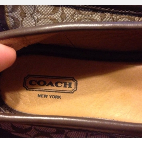 AUTHENTIC VINTAGE COACH SOPHIA CANVAS &  BROWN LEATHER SIG C FLAT SHOES Size 9.5 - Picture 7 of 13